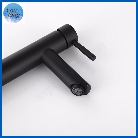 Grifo mezclador de agua fría y caliente antiguo, grifo para lavabo de baño negro mate de acero inoxidable 304